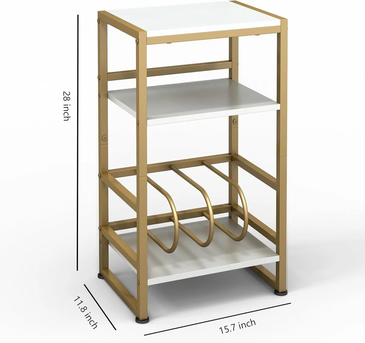 Vinyl Record Player Stand 3-Tier End Table with - Image 3