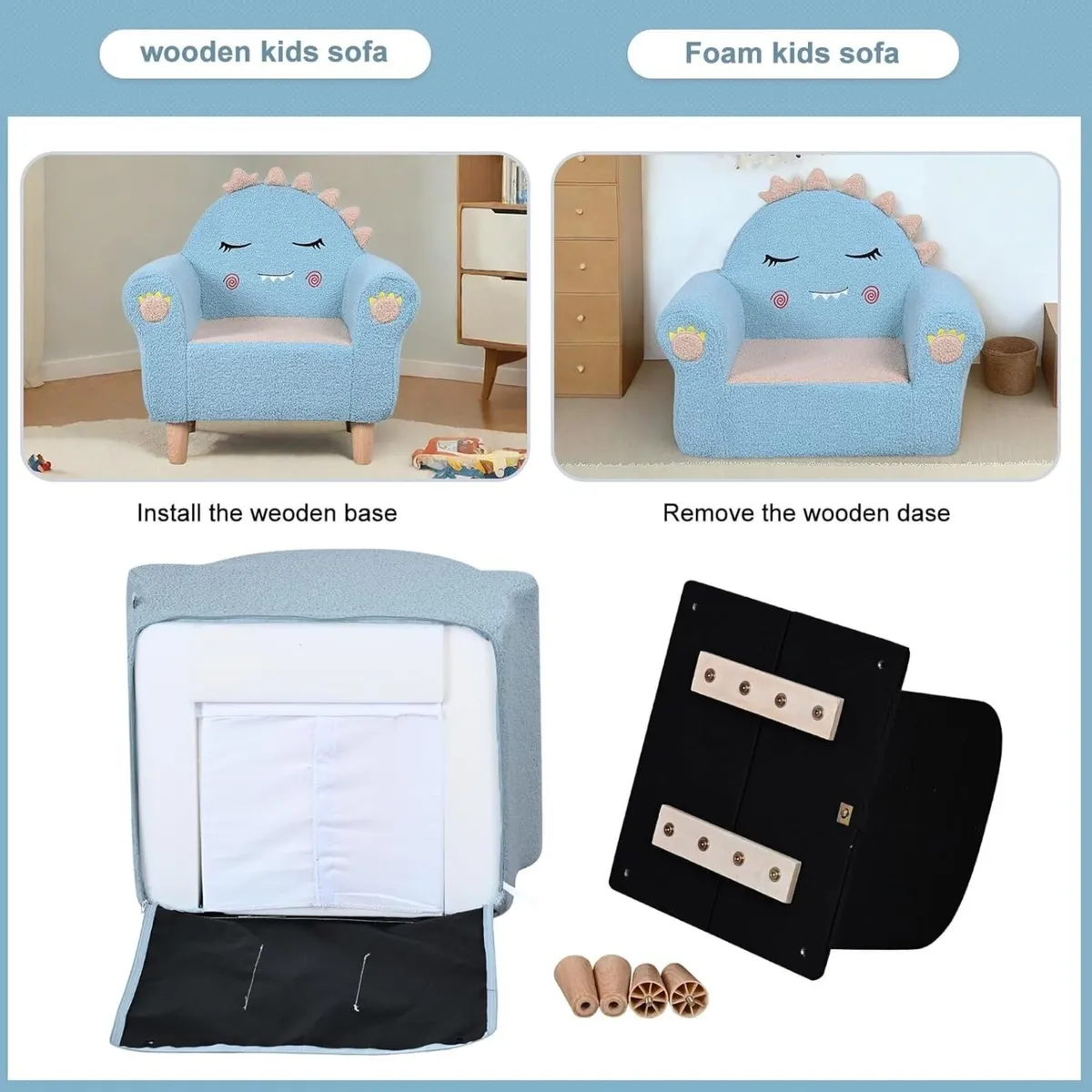 Children's Chair with Embroidered Animal Designs - Image 4