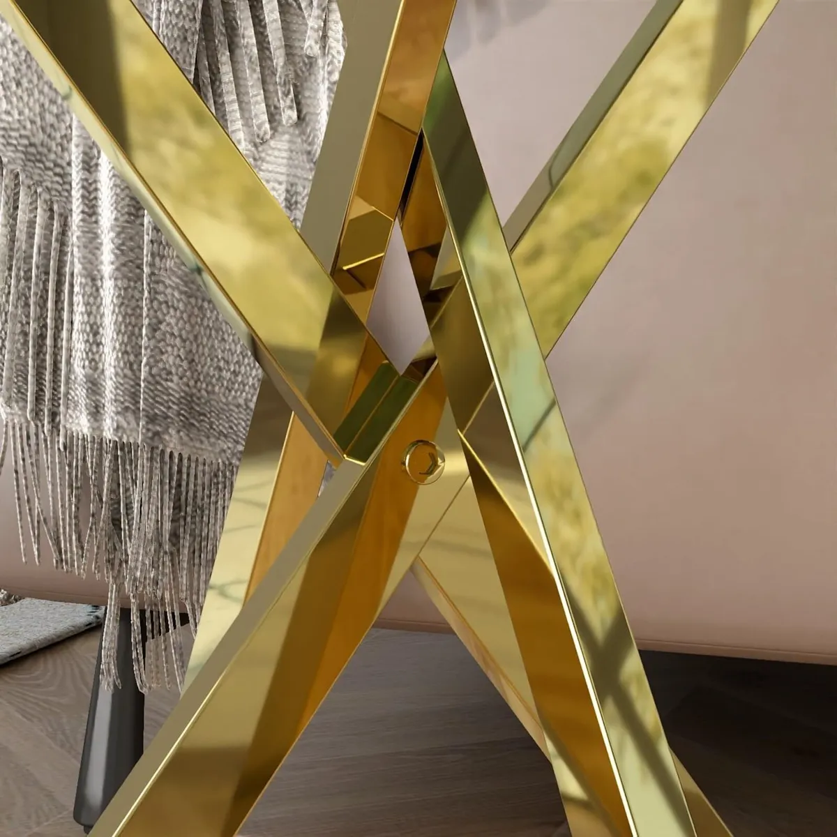 Small Glass Table Sofa Side with Gold Chrome Legs - Image 2