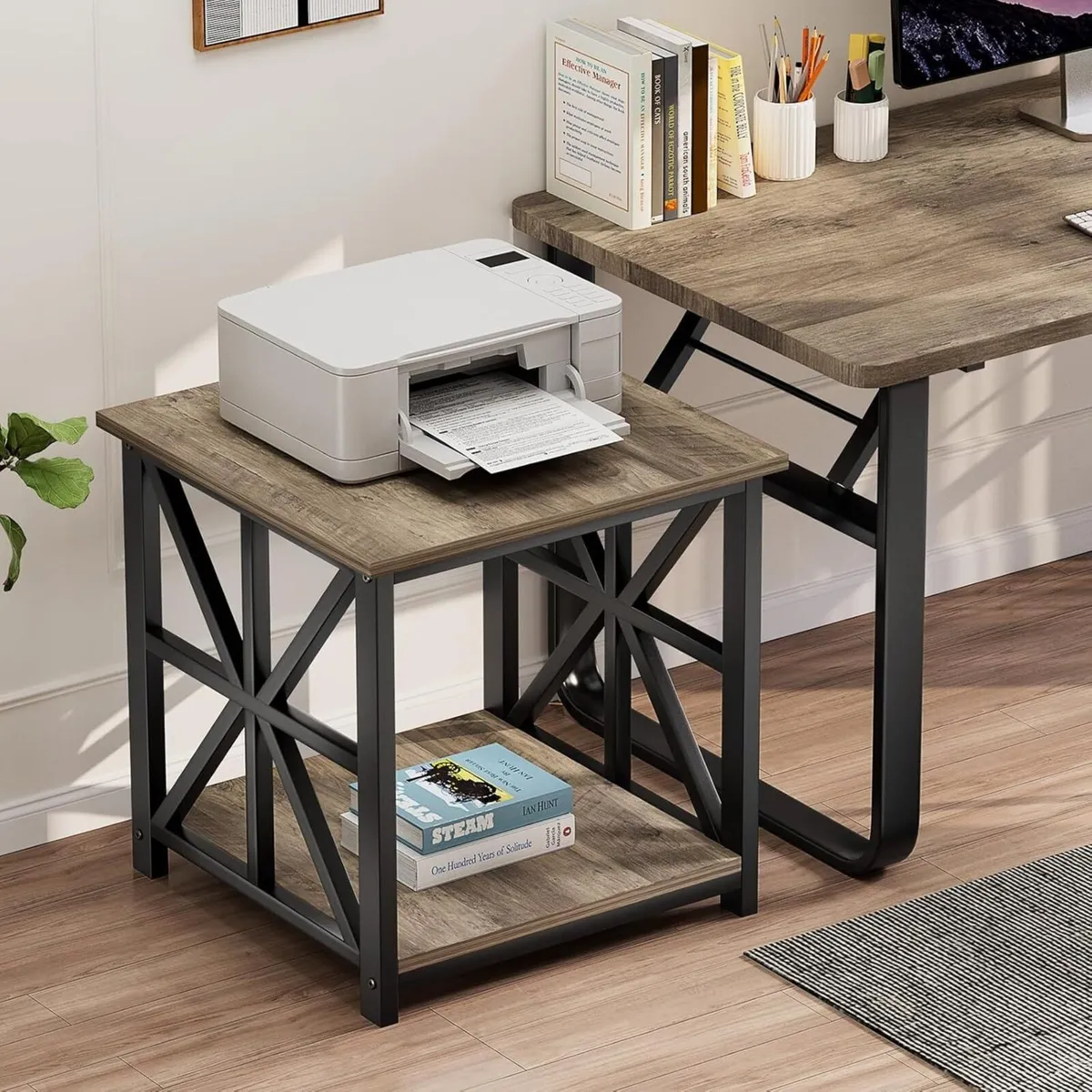 Side Table 50cm End with 2-Tier Storage Shelf - Image 4