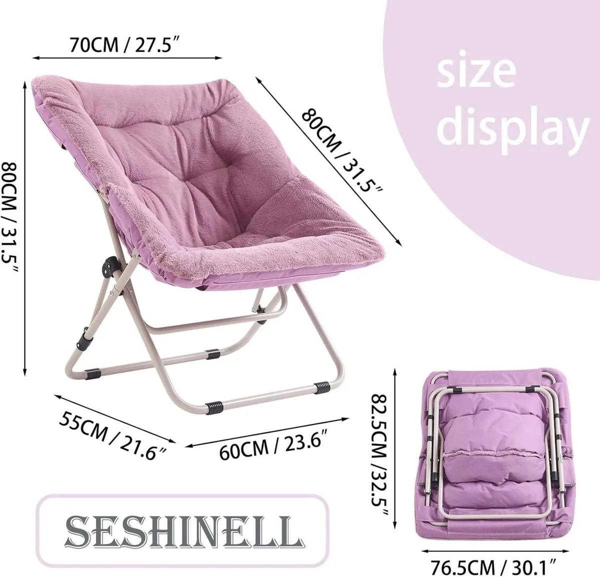 Comfy Saucer Lounge Chair Oversized Foldable Faux - Image 3