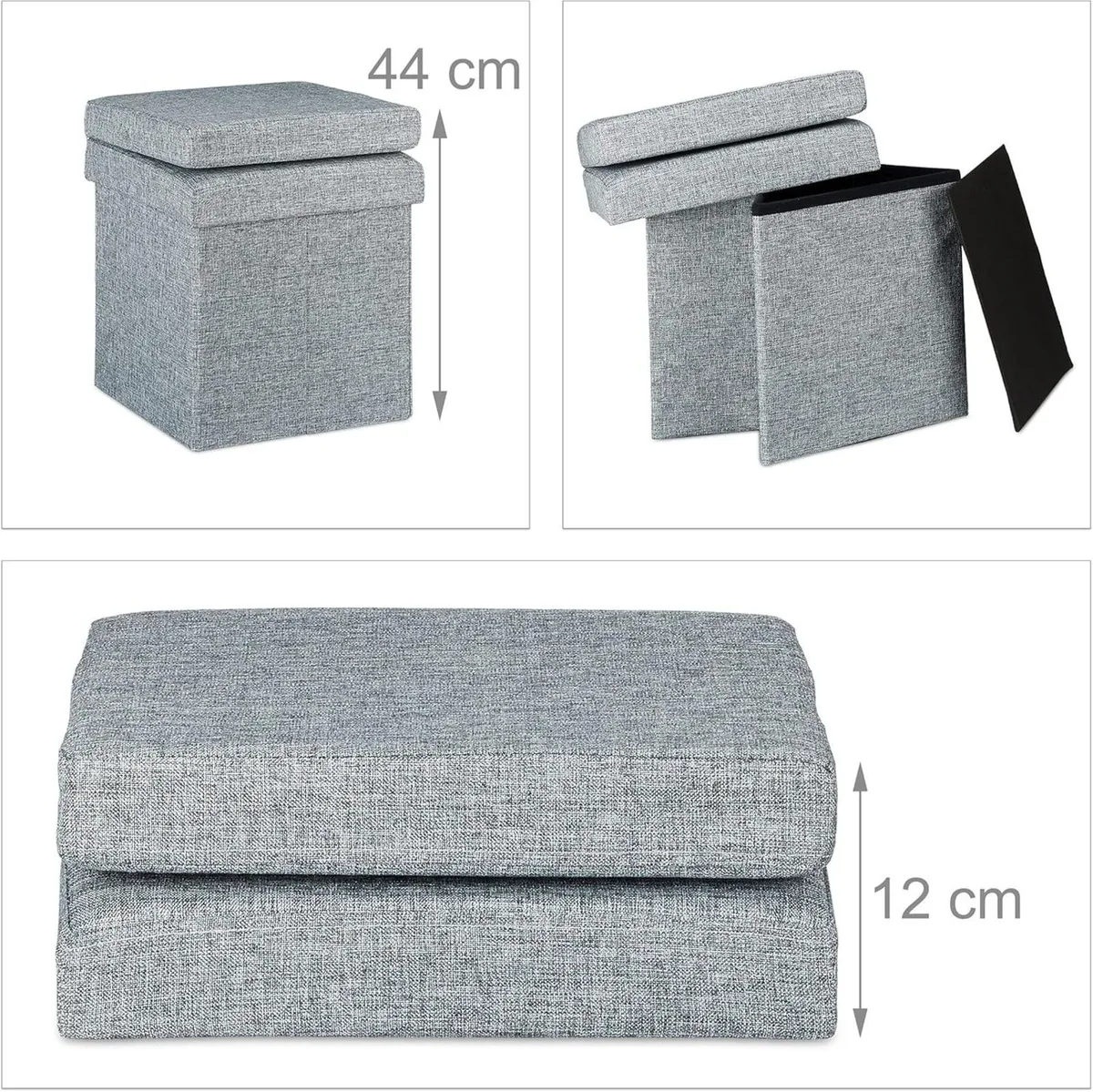 Folding Storage Ottoman w/ Back Size 73 x 38 cm - Image 3