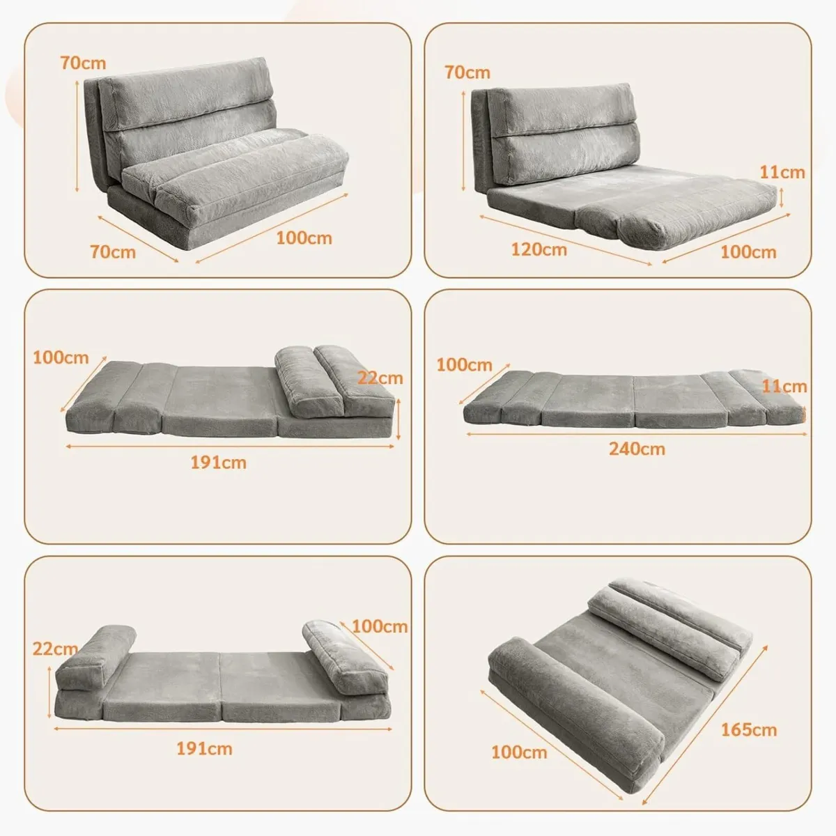 Bean Bag Bed Folding Sofa Floor Mattress for - Image 2