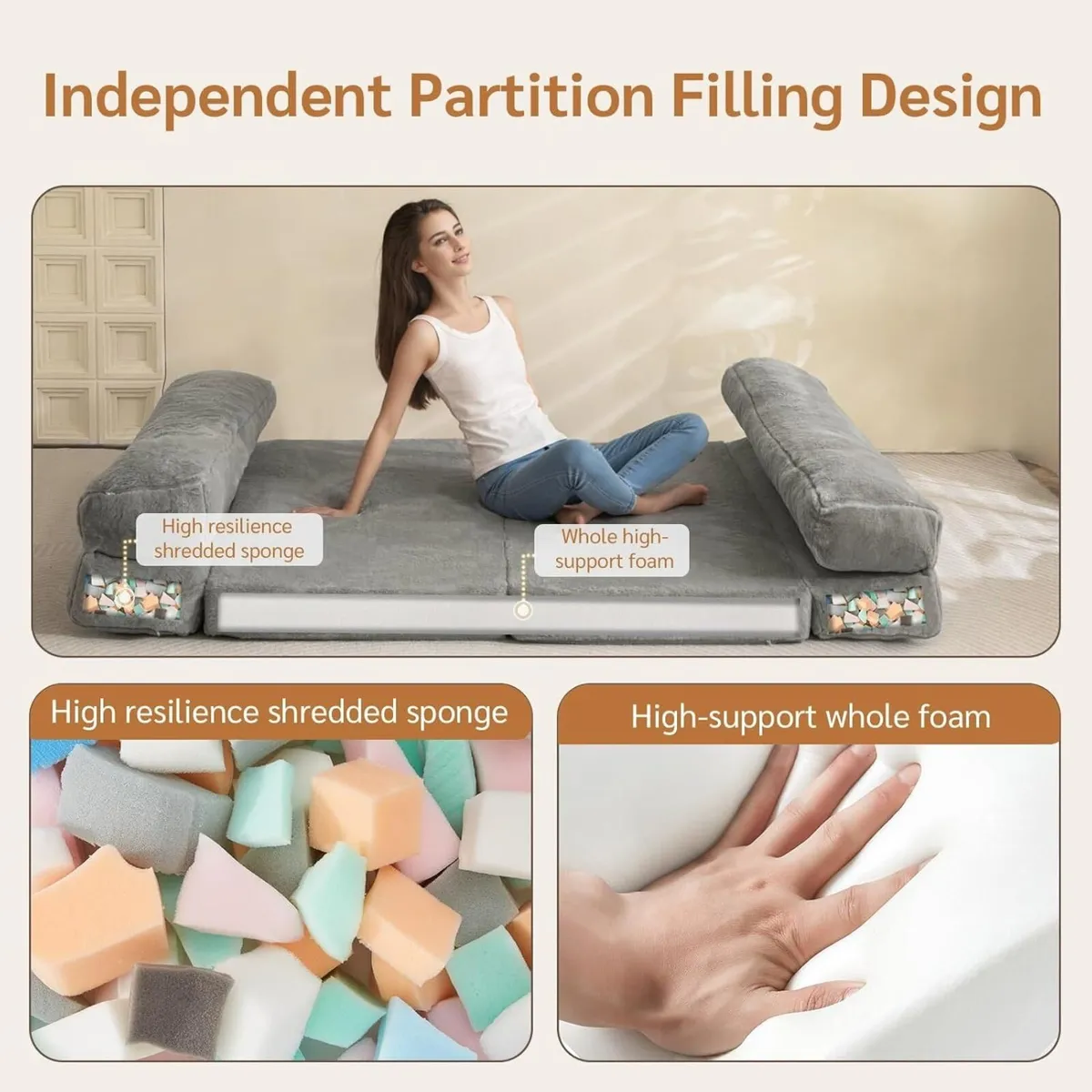 Bean Bag Bed Folding Sofa Floor Mattress for - Image 4