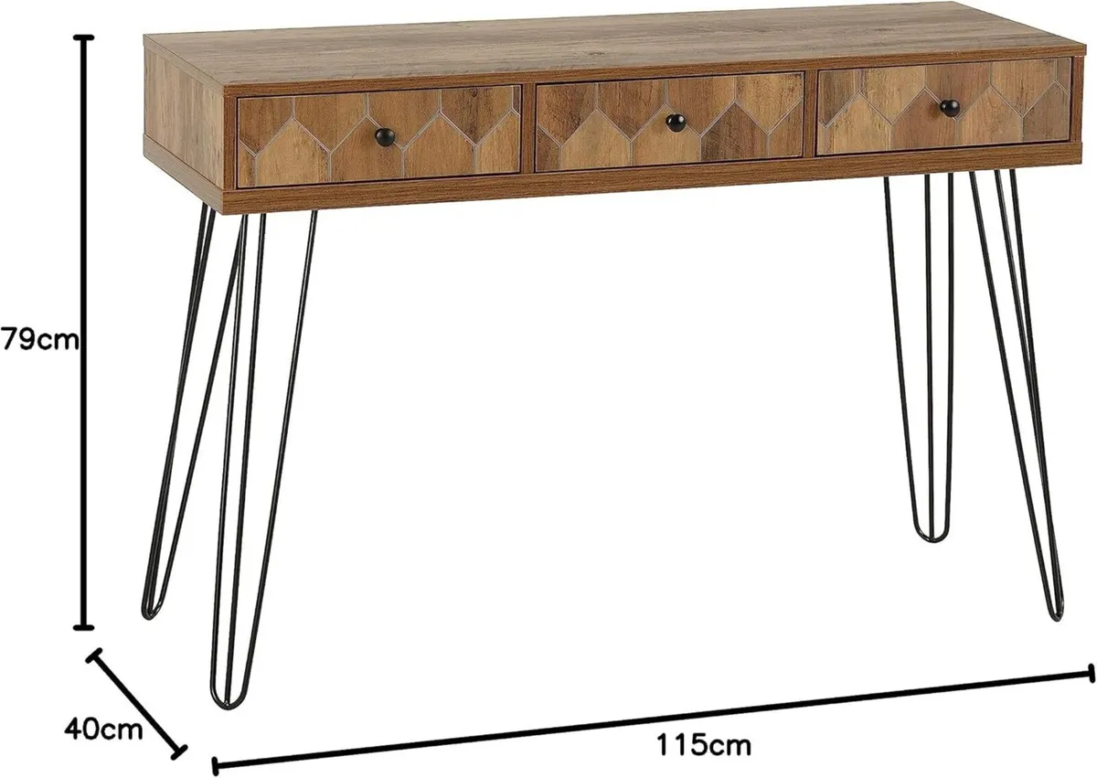 Ottawa 3 Drawer Console Table in Medium Oak Effect - Image 3