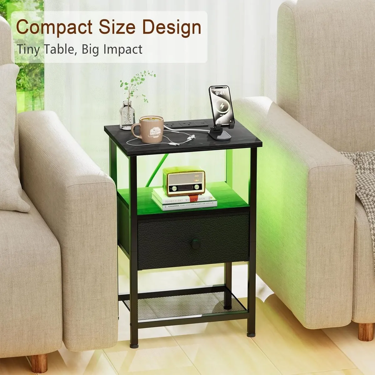 Bedside Table Set of 2 with Charging Station - Image 4