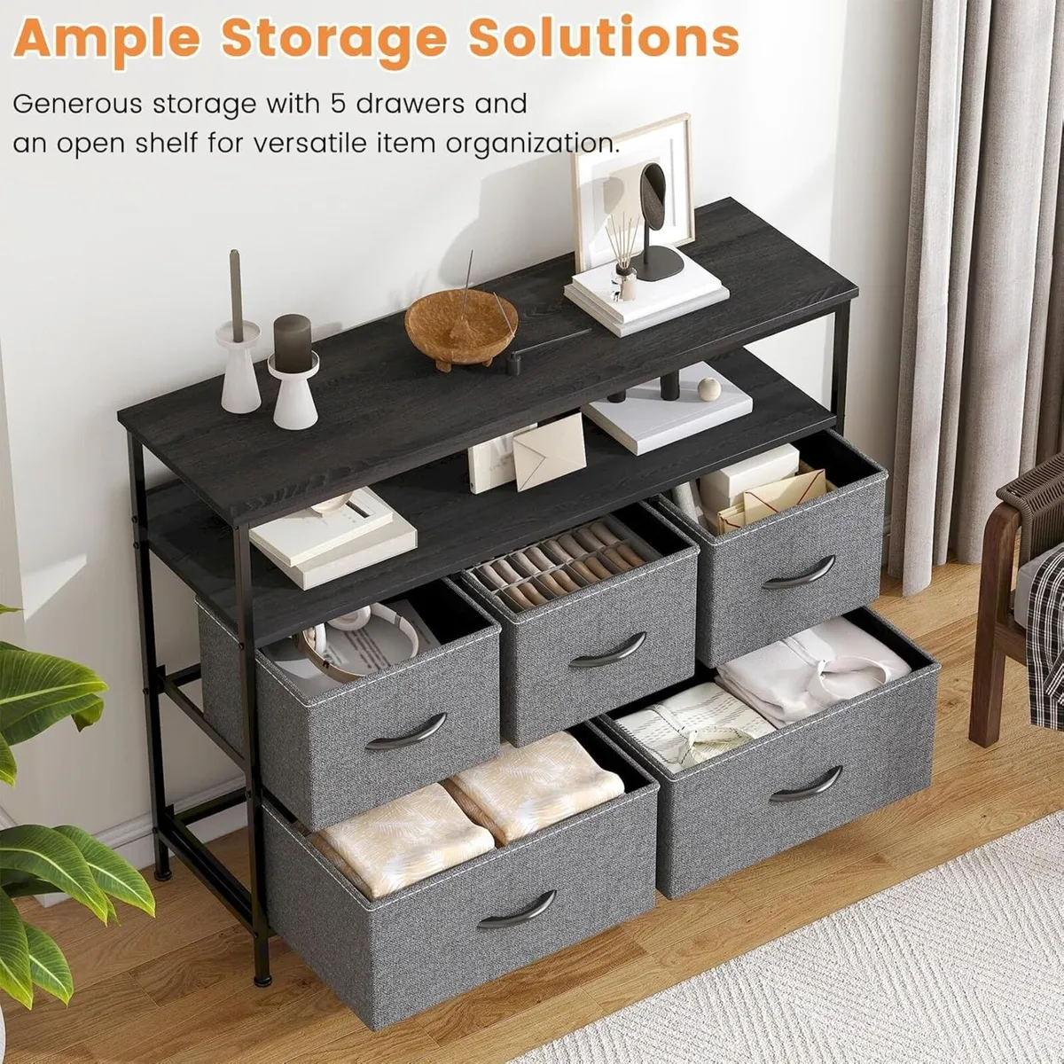 5 Drawer Chest of Drawers with Storage Shelf - Image 4