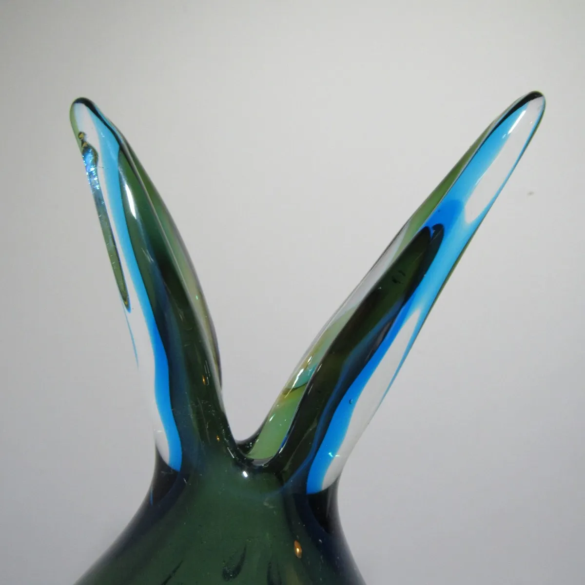 Large Solid Art Glass Vase _ Sculptural Green Blue - Image 3