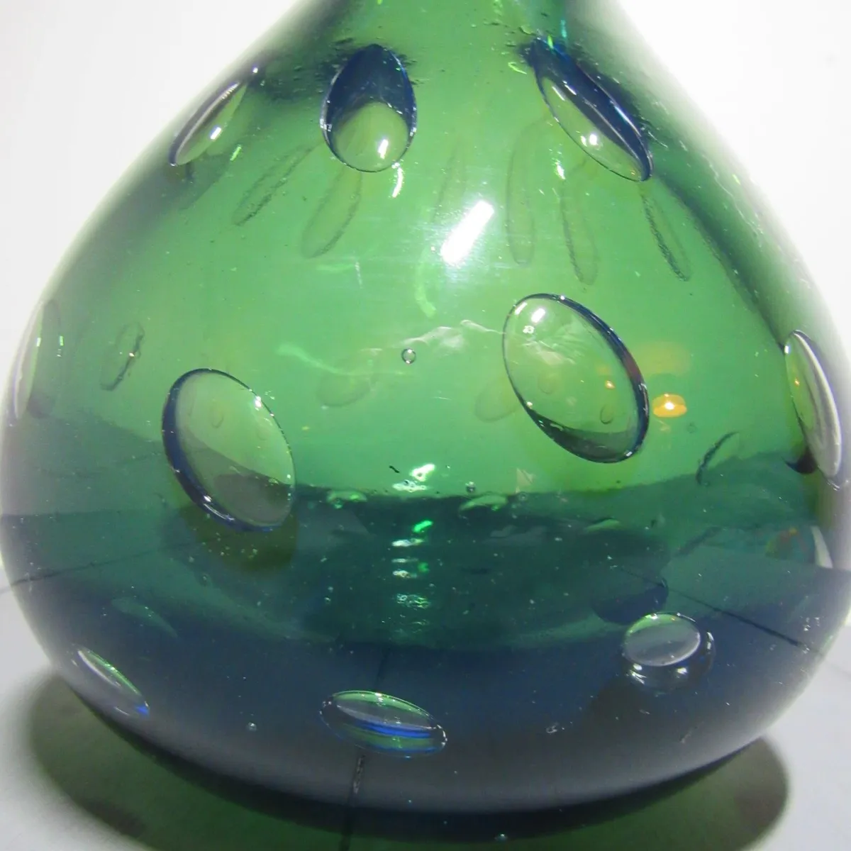 Large Solid Art Glass Vase _ Sculptural Green Blue - Image 2