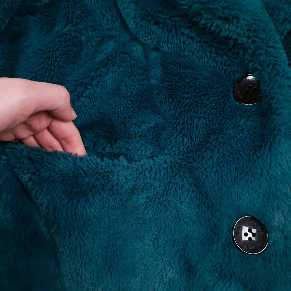 Sam Edelman Teal Green Faux Fur Overcoat Size L - Image 4