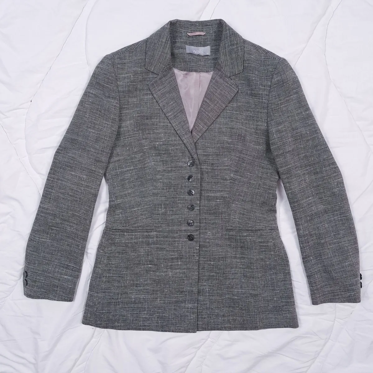 Wallis Grey Textured Linen Jacket Blazer 10UK/38EU - Image 1