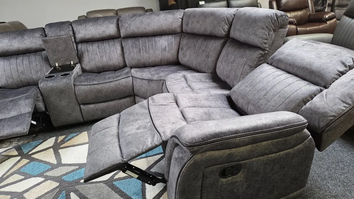 Sofa - Cana Corner Fabric Sofa with Console & Free - Image 1