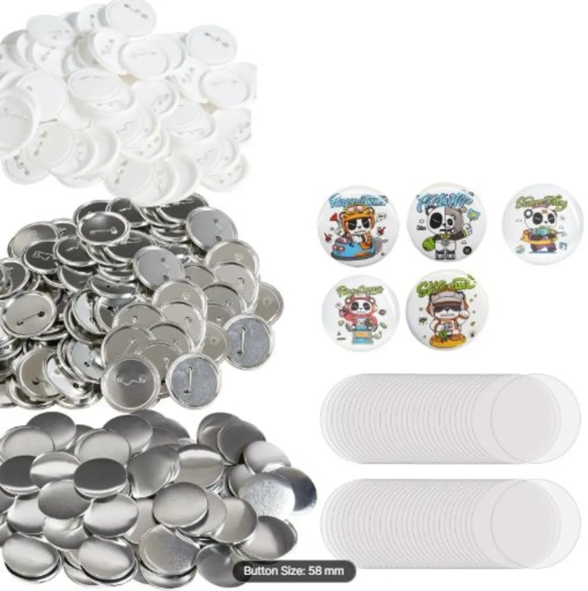 500 Sets 2.25 inch 58mm Pin Back Button Parts, DIY - Image 1