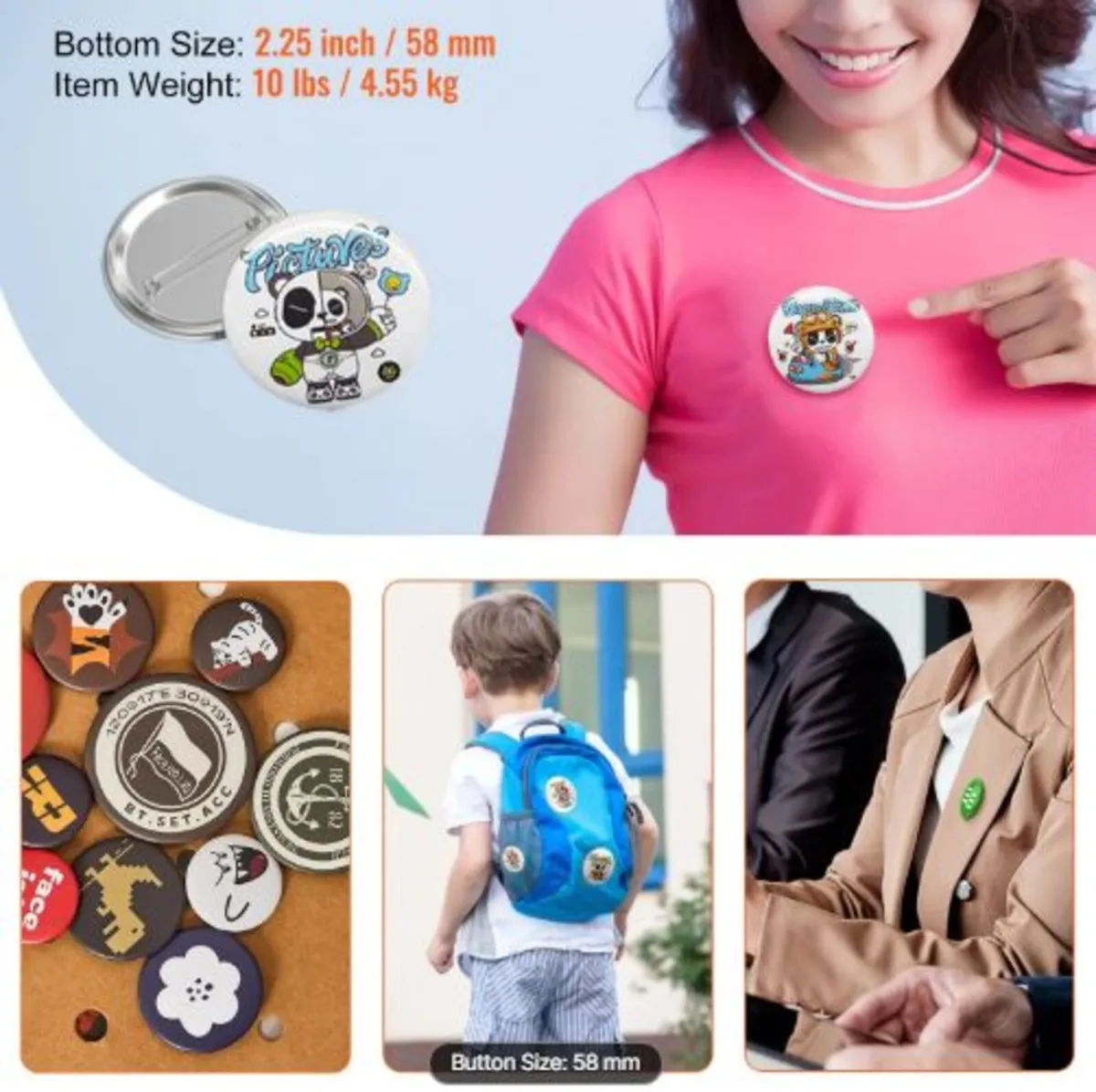 500 Sets 2.25 inch 58mm Pin Back Button Parts, DIY - Image 3