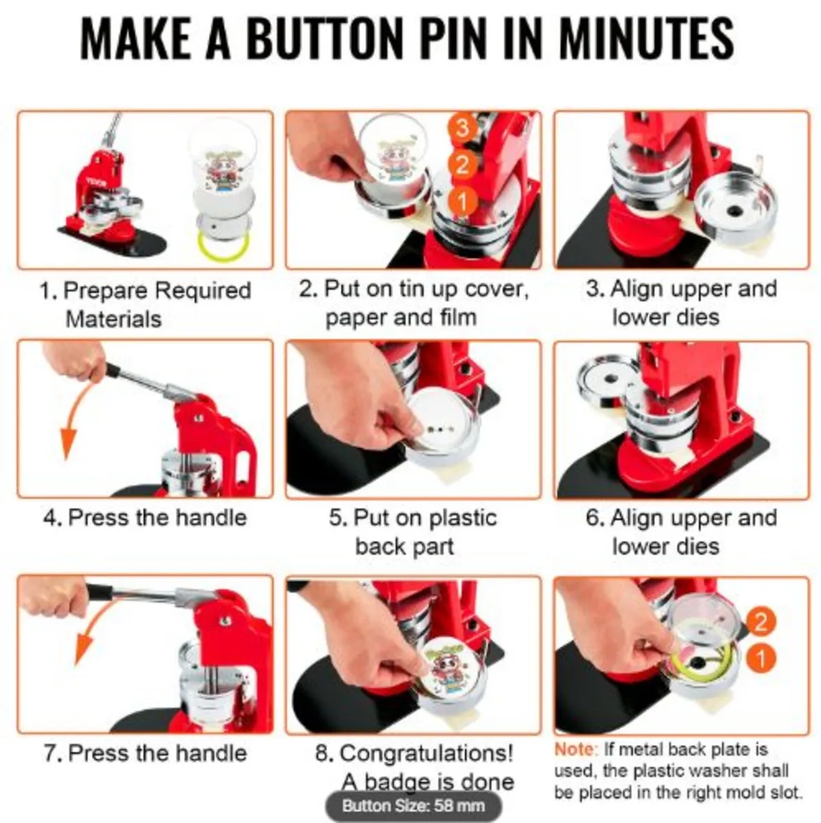 500 Sets 2.25 inch 58mm Pin Back Button Parts, DIY - Image 4