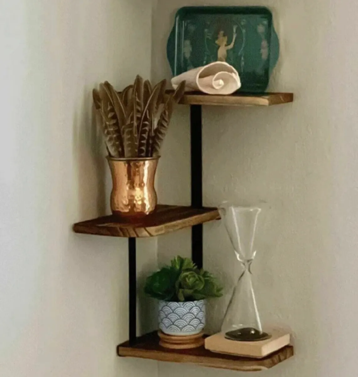 3 Tier Corner Shelf Modern Floating Wall Shelves - Image 1