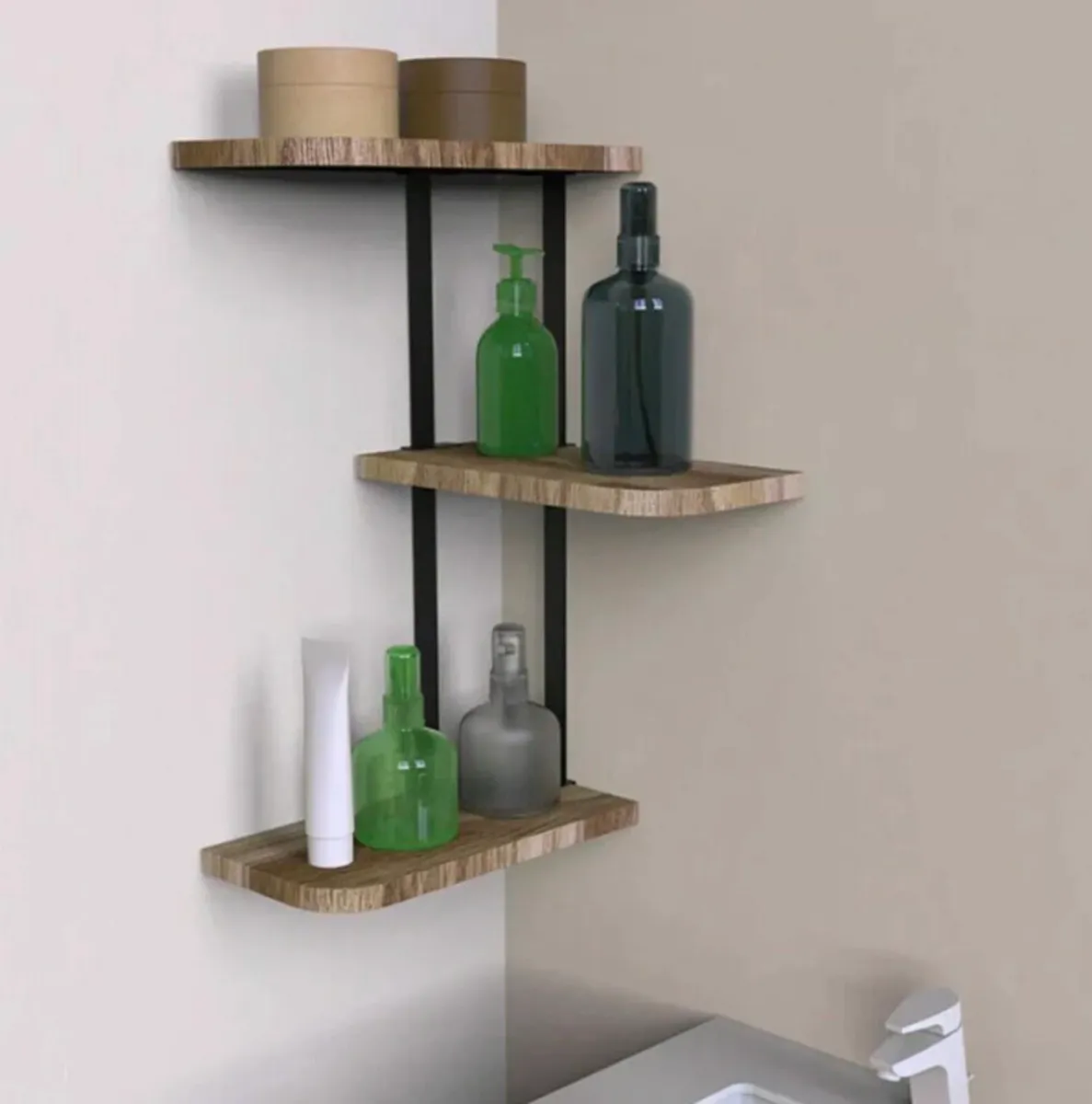 3 Tier Corner Shelf Modern Floating Wall Shelves - Image 3
