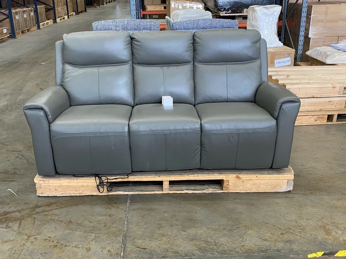 Lugo 3 Seater Sofa Electric Recliner Dark Grey - Image 2