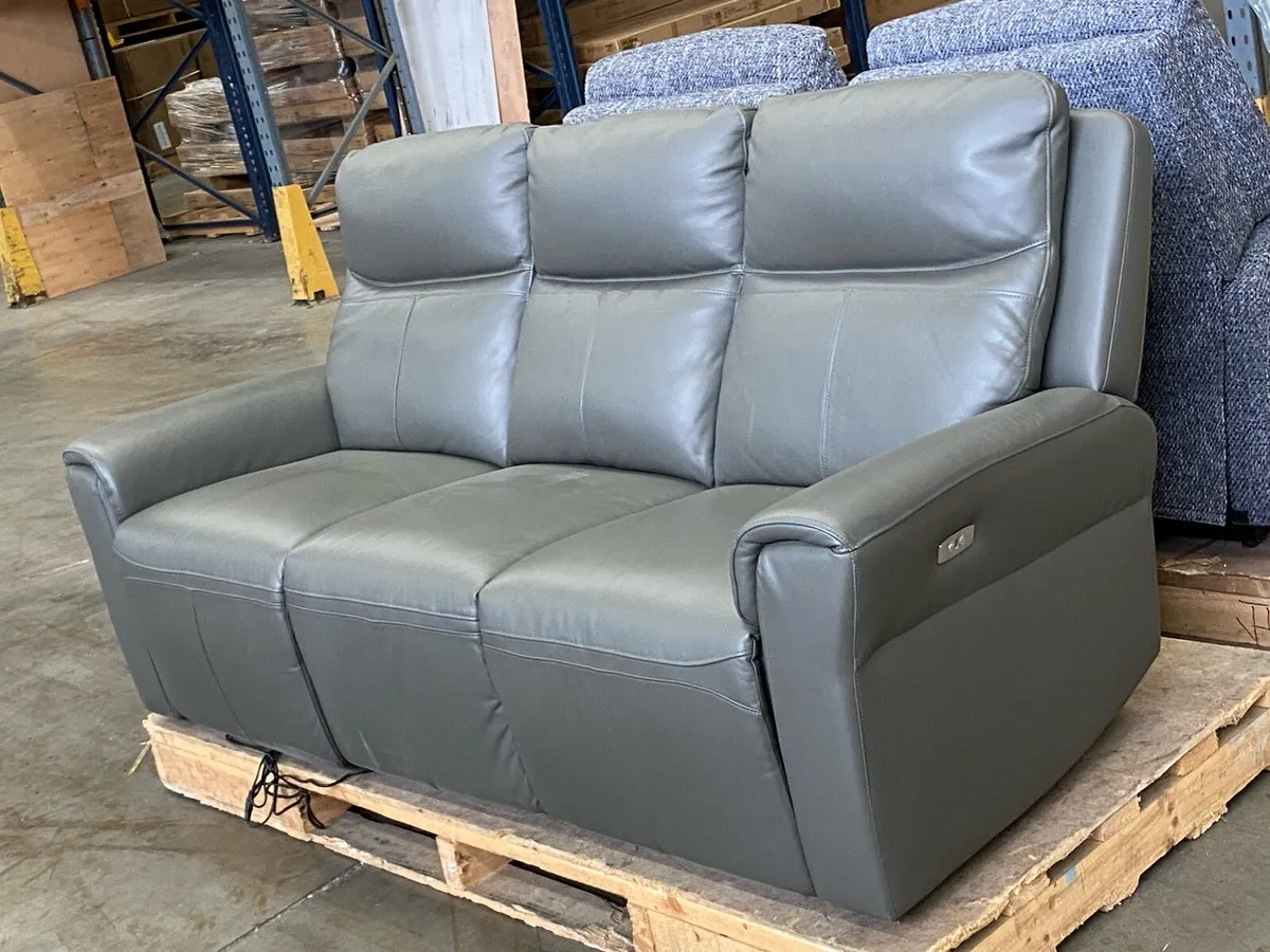 Lugo 3 Seater Sofa Electric Recliner Dark Grey - Image 1
