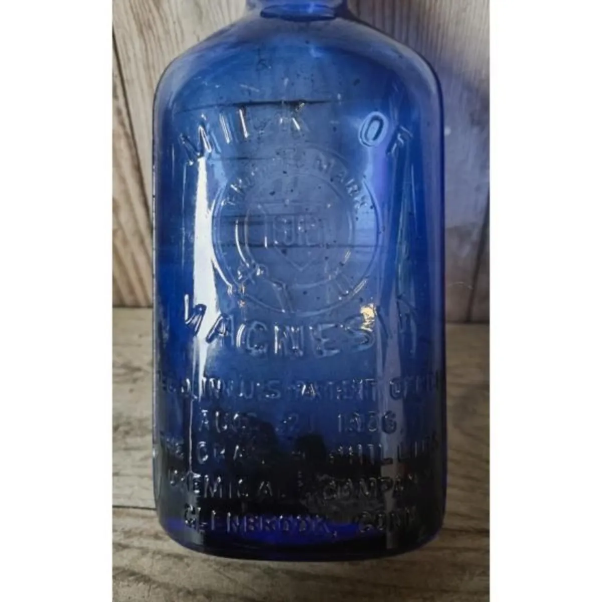 Medicine Bottle Blue Glass Milk of Magnesia KAS958 - Image 1