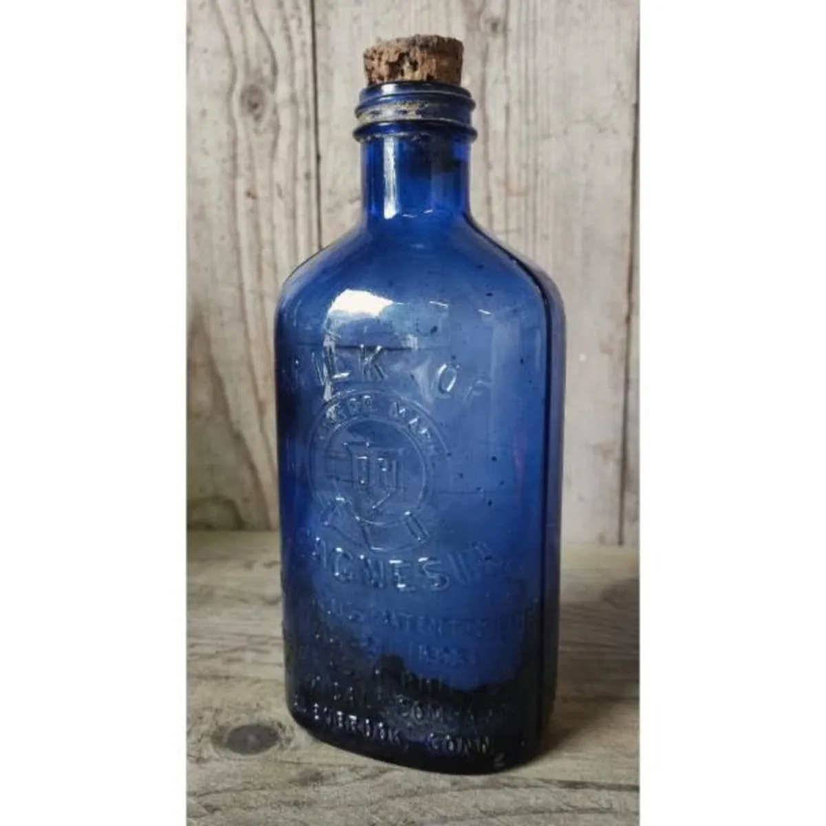 Medicine Bottle Blue Glass Milk of Magnesia KAS958 - Image 2