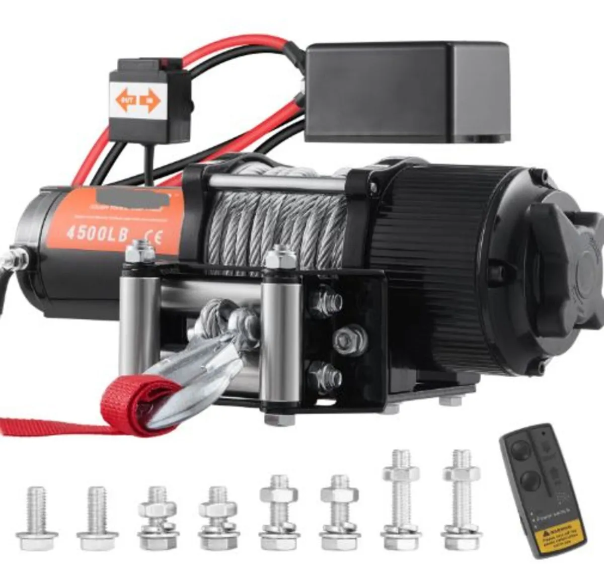 Electric Winch, 12V 4500 lb Load Capacity Steel - Image 1