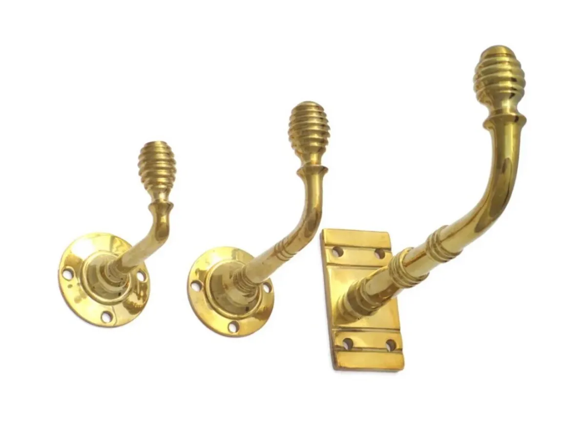 Solid Brass Coat Hook - Choice of 3 Sizes - Image 1
