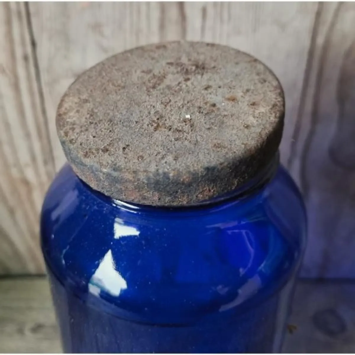 Medicine Jar Blue Glass P.J. Ryan Mountrath KAS957 - Image 3