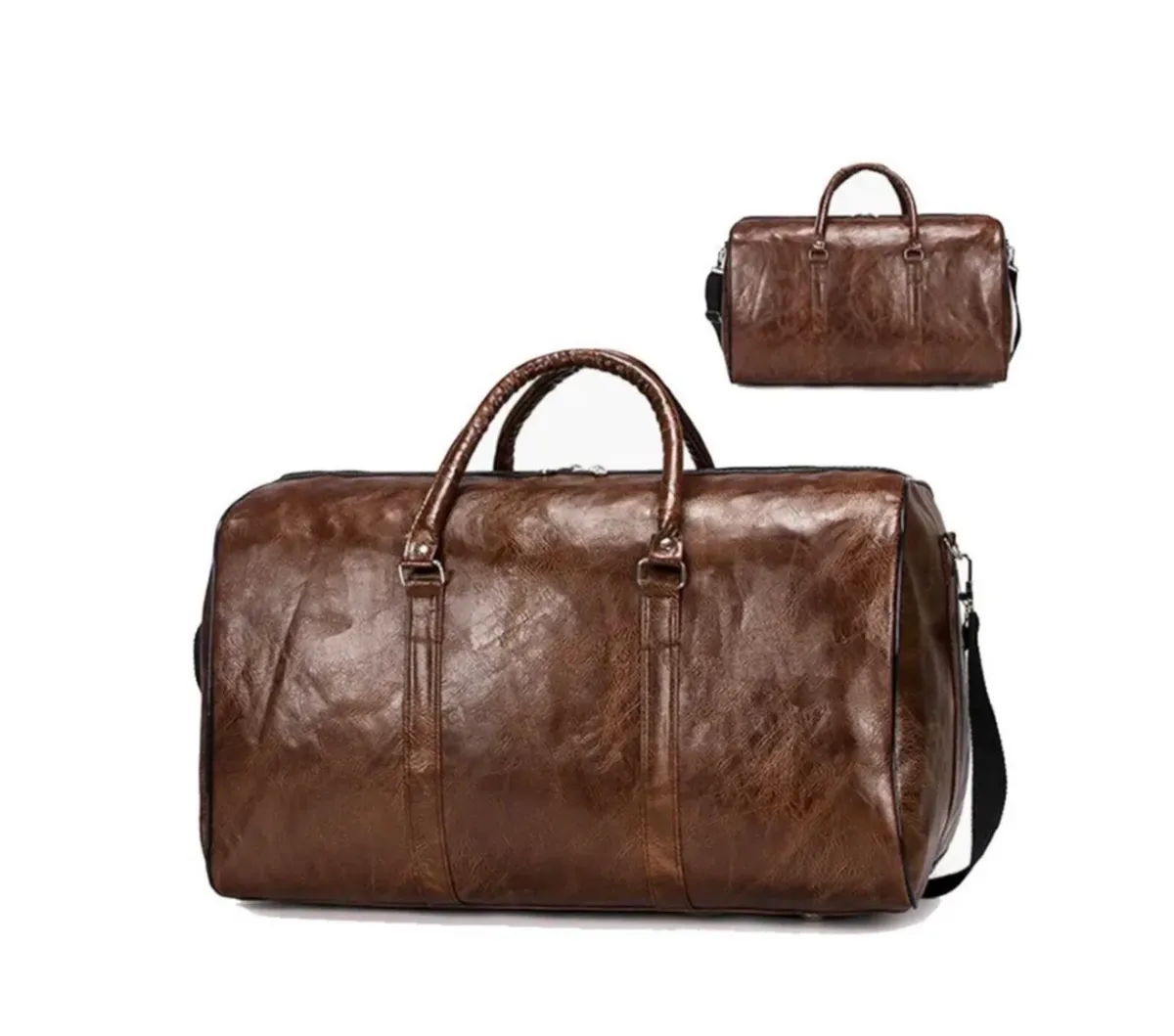 PU Leather Duffle Bag Travel Sports Hand Luggage - Image 1