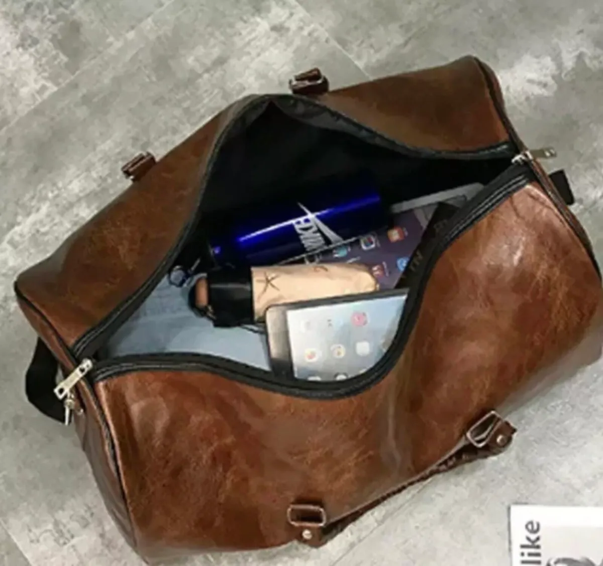 PU Leather Duffle Bag Travel Sports Hand Luggage - Image 2