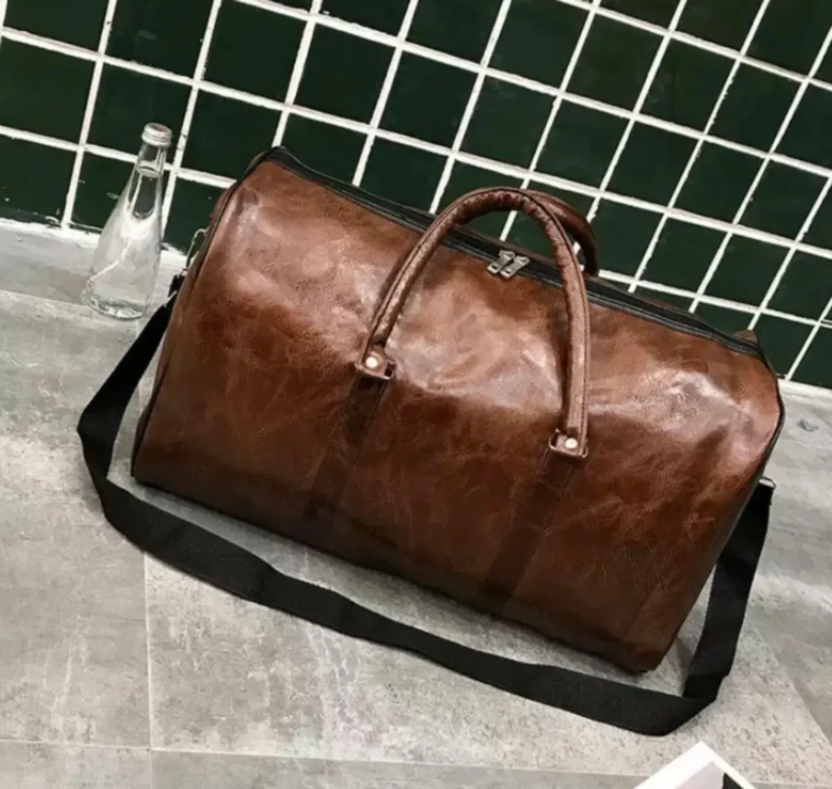 PU Leather Duffle Bag Travel Sports Hand Luggage - Image 3