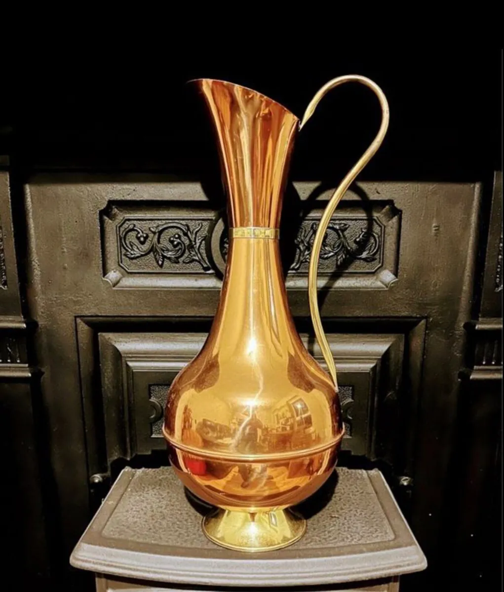Antique brass and copper water jug