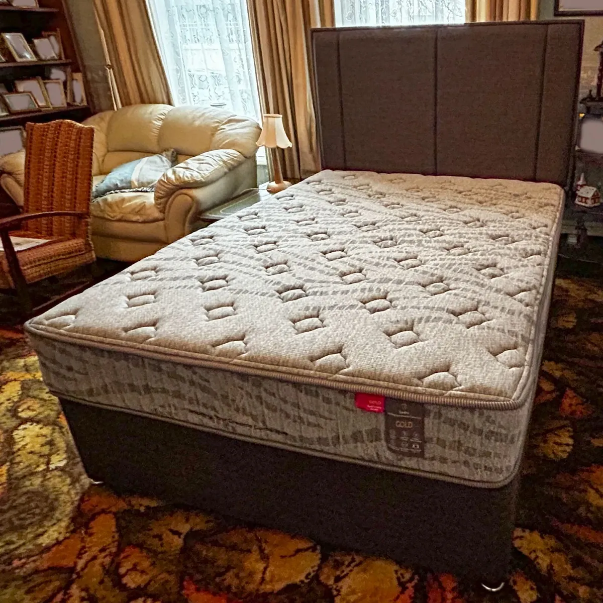 Bed 4ft 6ins with Mattress and Headboard. - Image 1