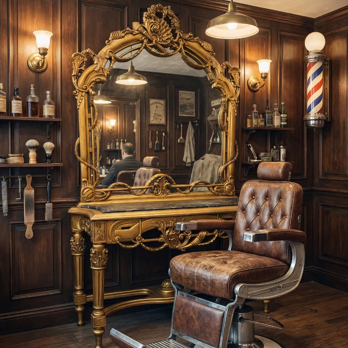 Old console and mirror in a Neo-modern design