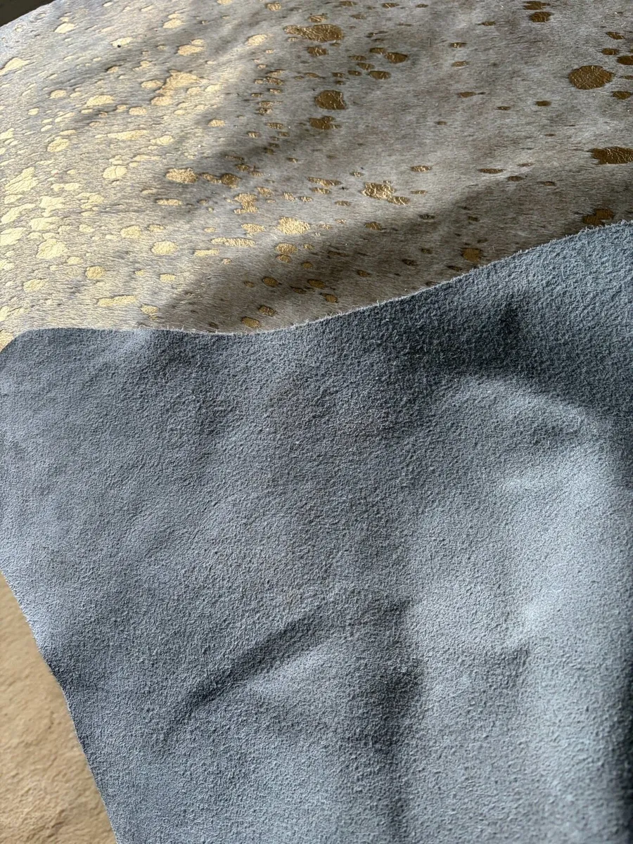 Real leather dappled gold bed spread double - Image 2