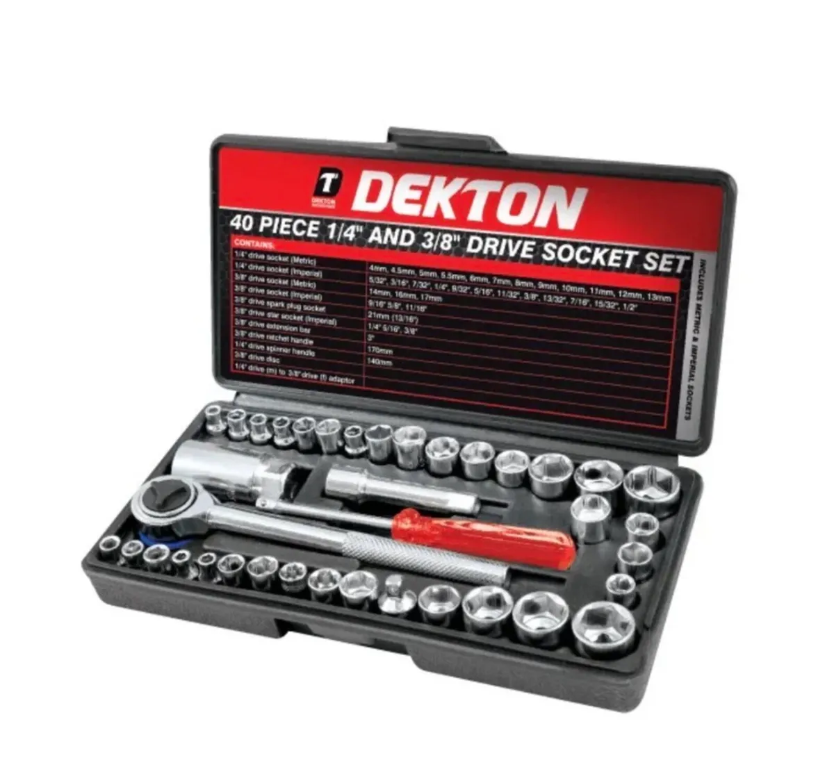 40pc 1/4" & 3/8" Socket Driver Tool Set NEW - Image 1