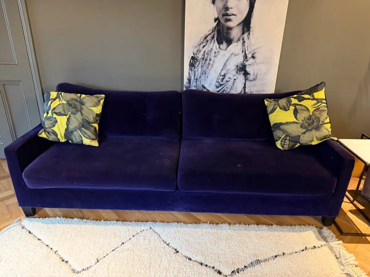 Velvet 3 seater Sofa - Image 1