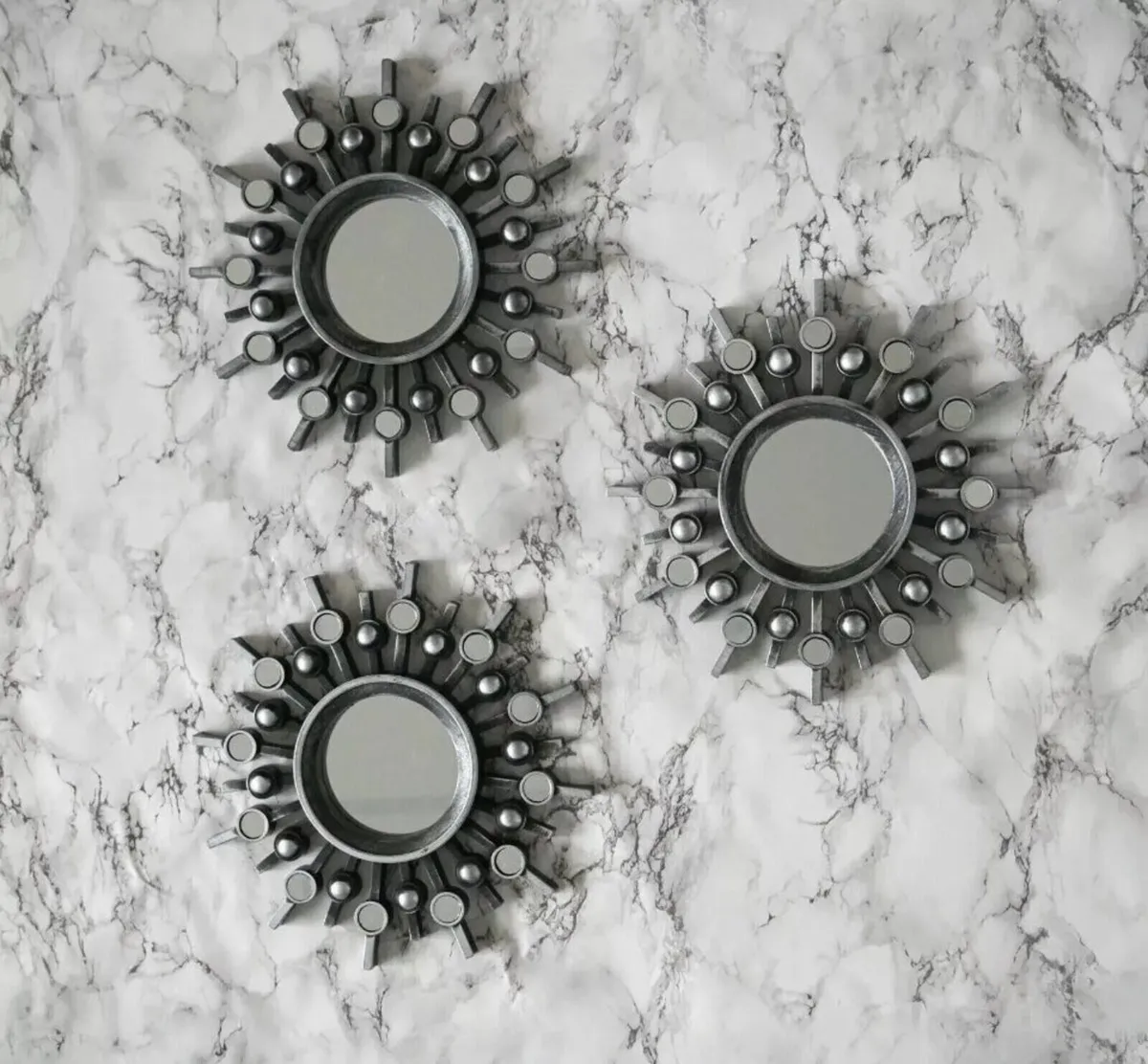 3 x Mirrors Antique Aztec Style Round Mirrors NEW - Image 1