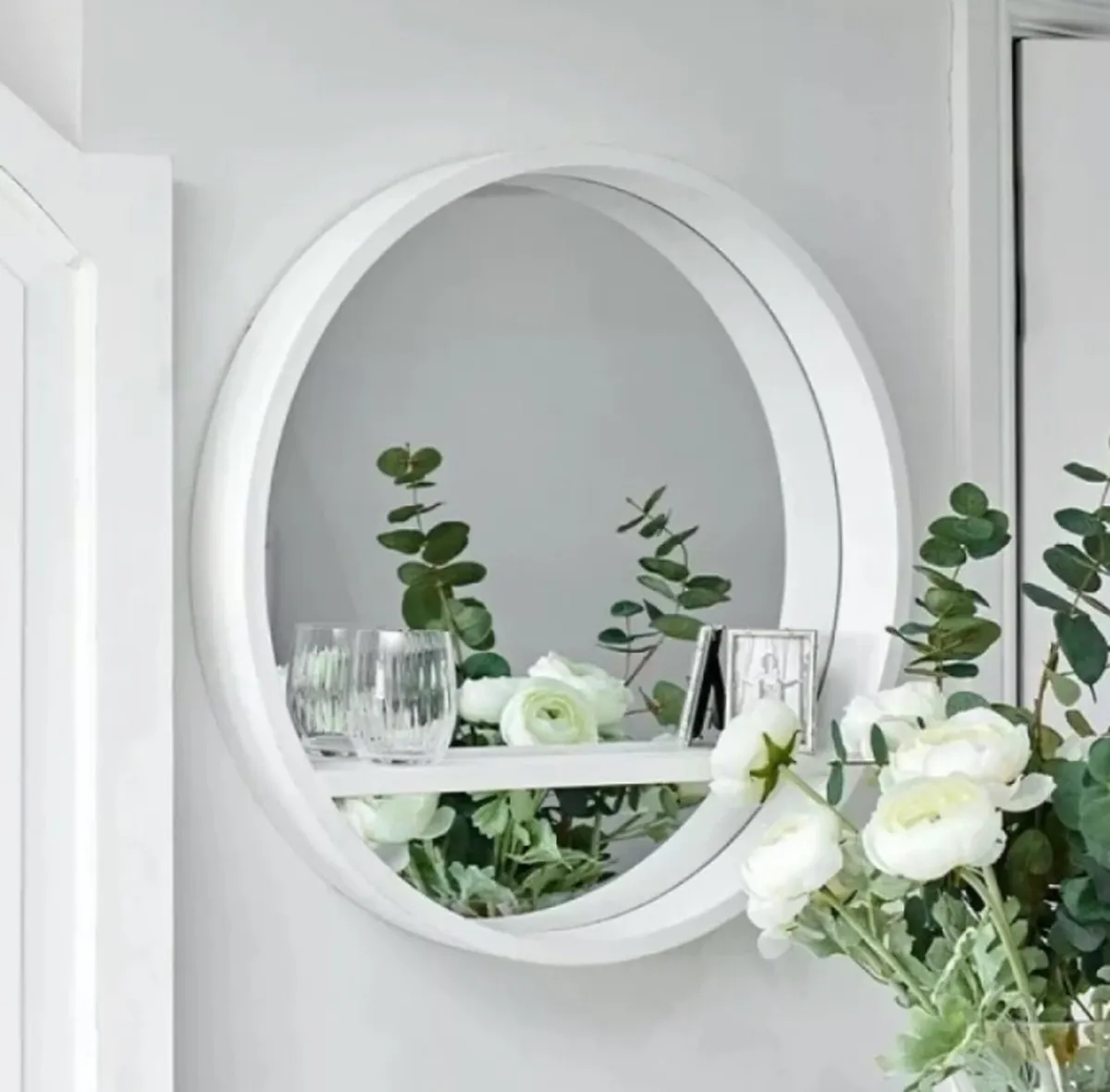 Round Mirror with Shelf Wall Mounted Porthole NEW - Image 1