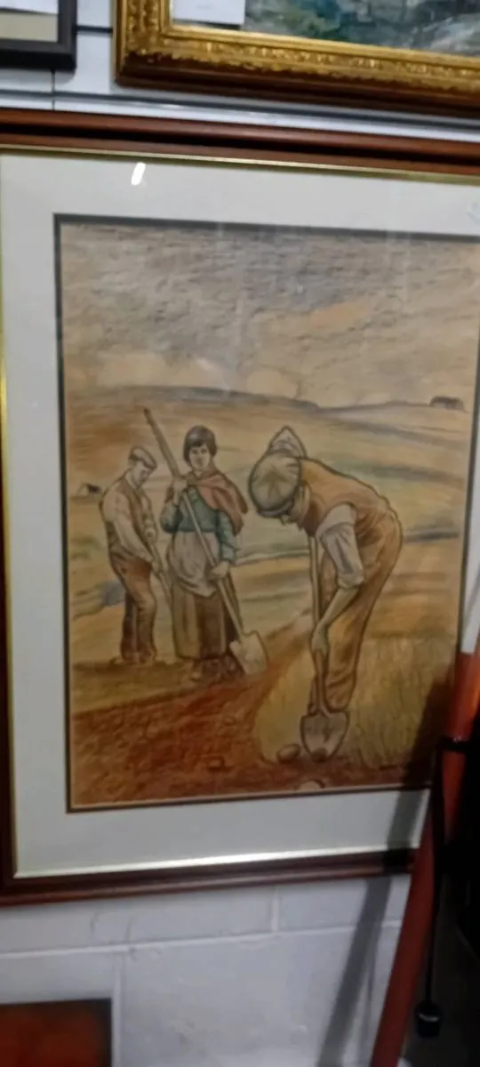 Large Original Alan Quigley Crayon On Card - Image 1