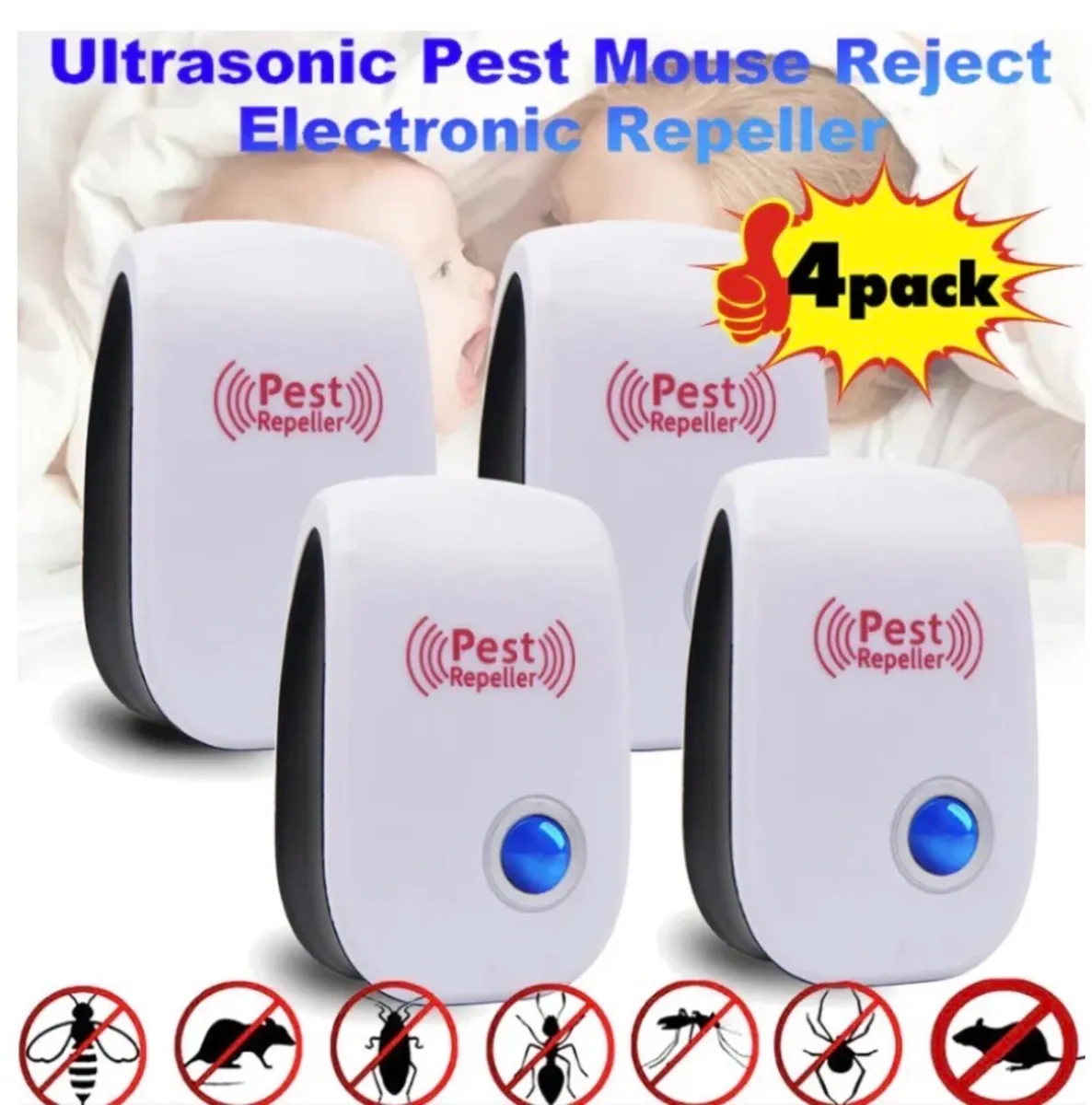 4 x Plug-in Electronic Pest Deterrent NEW