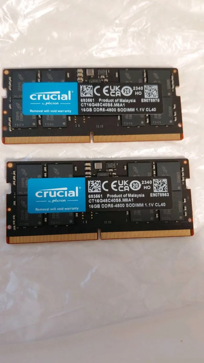 Crucial 32gb DDR5 4800mhz laptop ram (2x 16gb) - Image 1