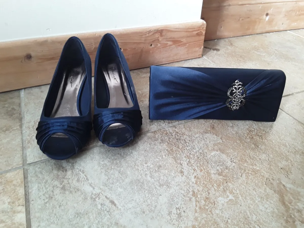Lovely deep blue shoes and clutch bag as new - Image 1