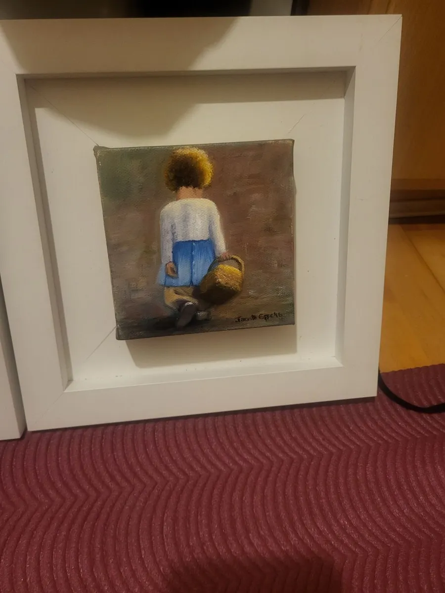 2 small oil paintings on canvas mounted and framed - Image 3