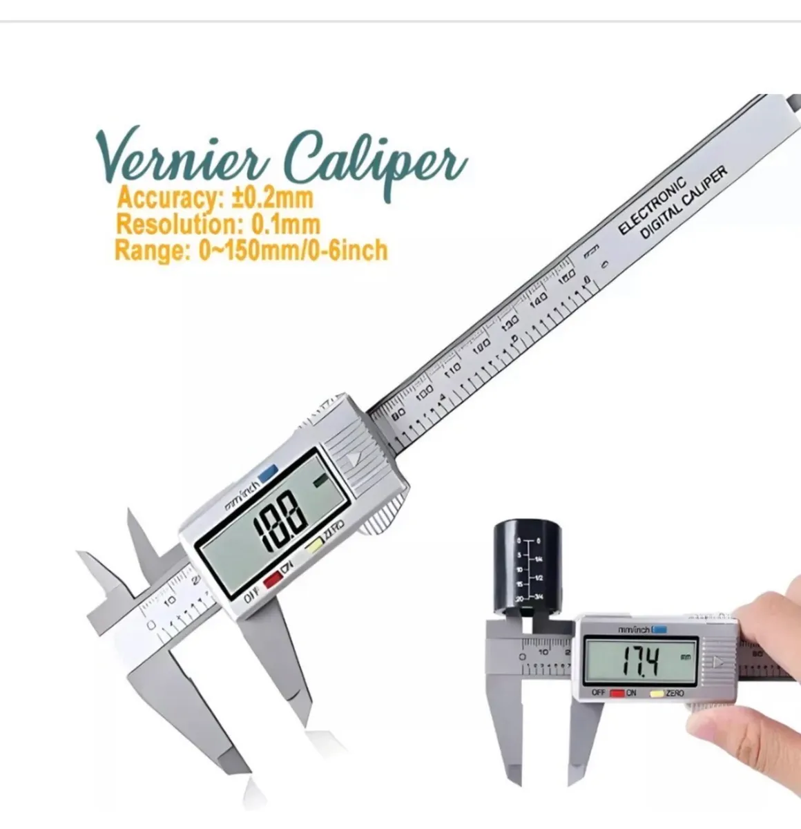 6'' LCD Digital Vernier Ruler Measure Tool - Image 1