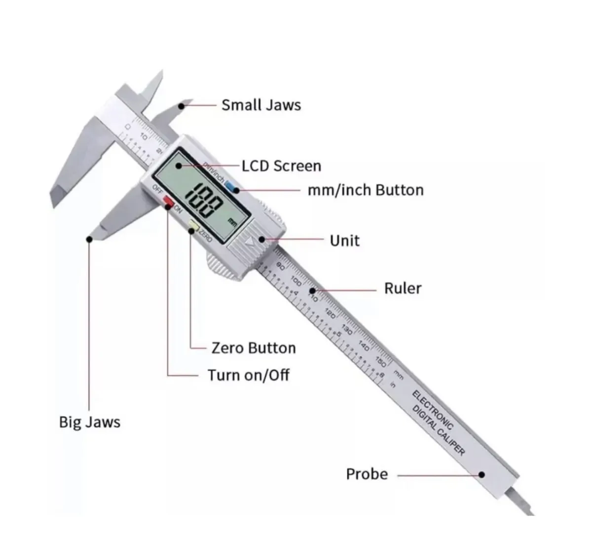 6'' LCD Digital Vernier Ruler Measure Tool - Image 4