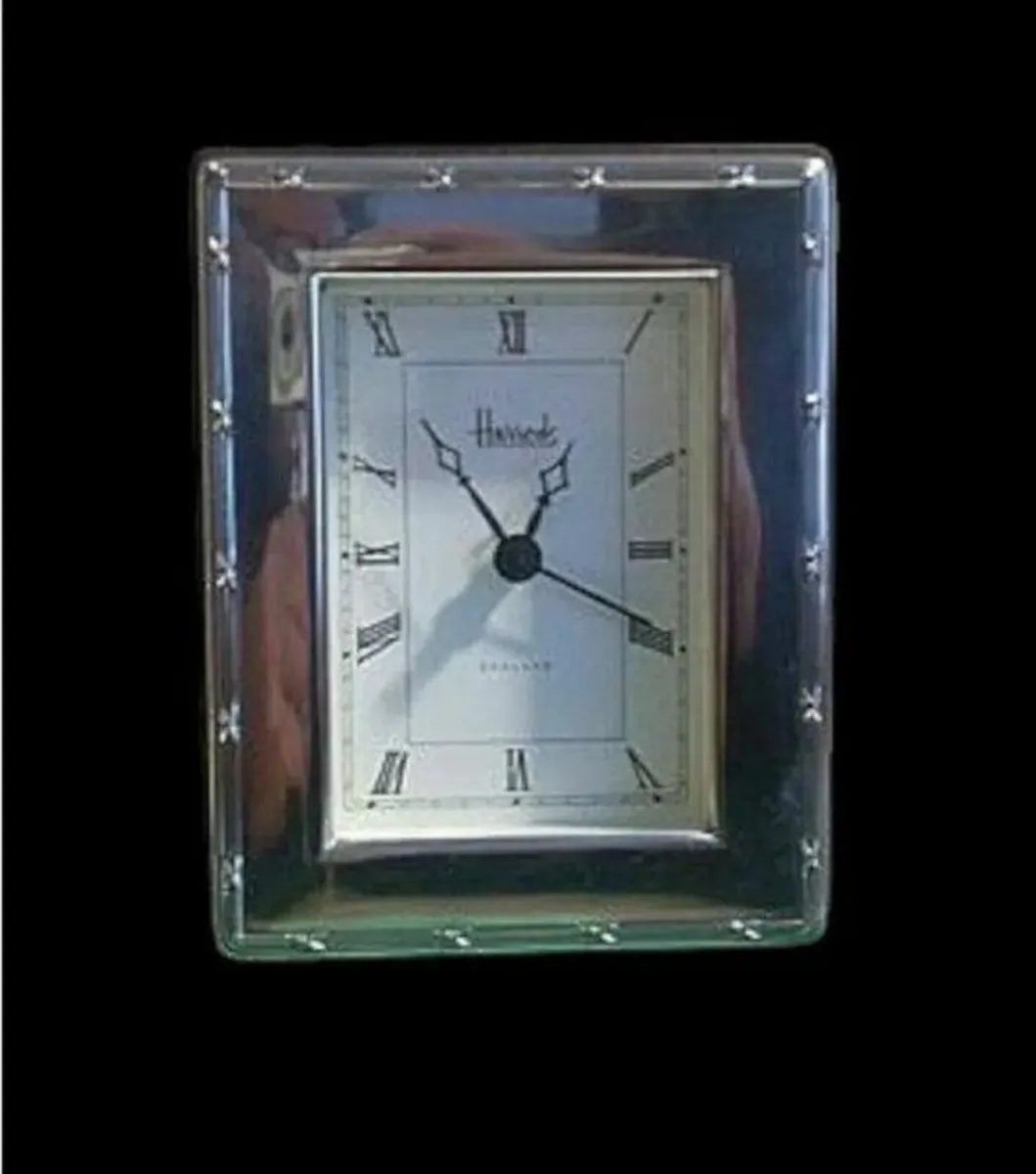 Vintage Hallmarked Harrods Silver Clock - Image 2