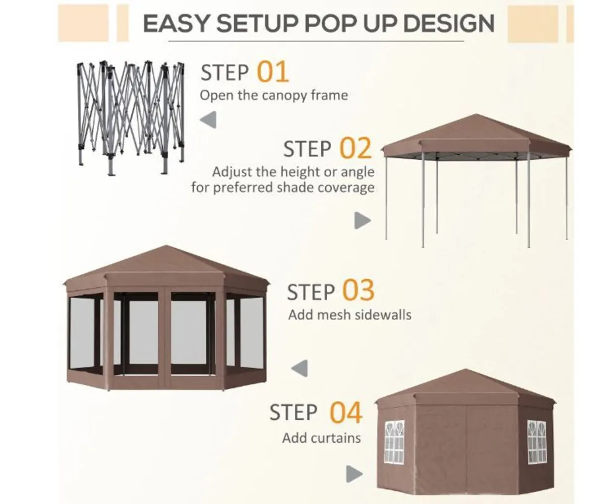 4x4m Hexagonal Pop up Gazebo - Image 4
