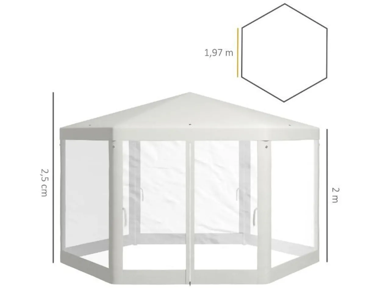 4m Hexagon Gazebo Party Tent - Image 3