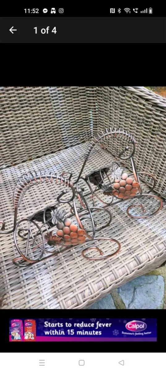 2 Matching steel wine holders never used with Grap - Image 1